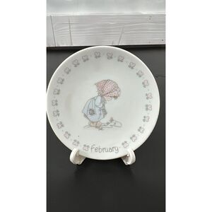 Precious Moment February Miniature Porcelain Collector Plate 1988 with Stand